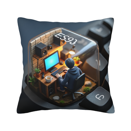 Immersive Büroraum-Plüschkissenbezug - Okomall
