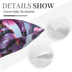 Housse de coussin en peluche style cyberpunk pour fille - Okomall