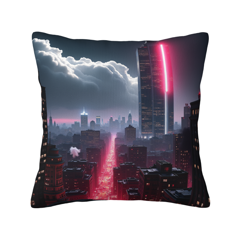 Federa di Cuscino in Peluche con Paesaggio Notturno Urbano - Okomall