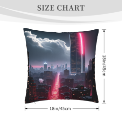 Funda de Almohada de Peluche con Paisaje Nocturno Urbano - Okomall