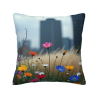 Funda de cojín de felpa con estampado de campo de flores encantador - Okomall