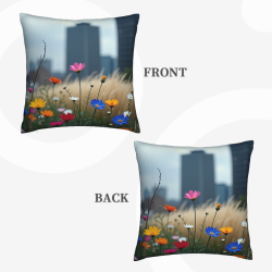 Funda de cojín de felpa con estampado de campo de flores encantador - Okomall
