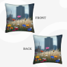 Funda de cojín de felpa con estampado de campo de flores encantador - Okomall