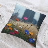 Funda de cojín de felpa con estampado de campo de flores encantador - Okomall