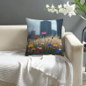 Funda de cojín de felpa con estampado de campo de flores encantador - Okomall