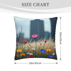 Funda de cojín de felpa con estampado de campo de flores encantador - Okomall