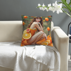 Housse de Coussin Peluche Motif Fille Esthétique - Okomall