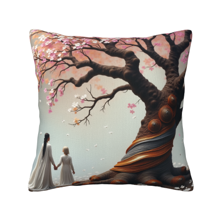 Housse de coussin en peluche Promenade Romantique - Okomall