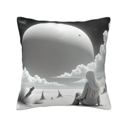 Housse de coussin en peluche Fille en contemplation - Okomall