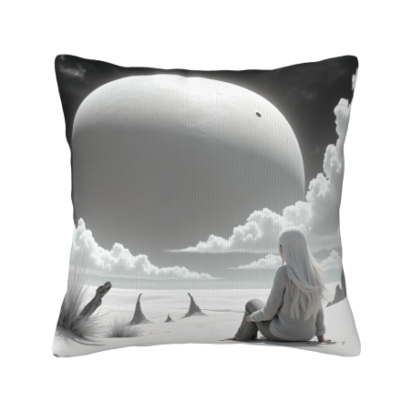 Housse de coussin en peluche Fille en contemplation - Okomall