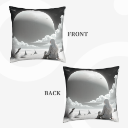 Housse de coussin en peluche Fille en contemplation - Okomall