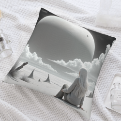 Housse de coussin en peluche Fille en contemplation - Okomall
