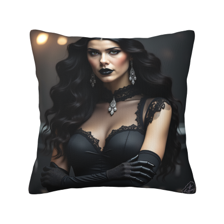 Housse de coussin en peluche avec portrait de femme luxueux - OkOmall