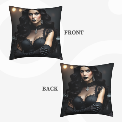 Housse de coussin en peluche avec portrait de femme luxueux - OkOmall