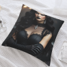 Housse de coussin en peluche avec portrait de femme luxueux - OkOmall