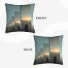 Funda de cojín de peluche con diseño de atardecer urbano - Okomall