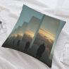 Funda de cojín de peluche con diseño de atardecer urbano - Okomall