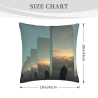 Housse de coussin en peluche avec motif de coucher de soleil urbain - Okomall