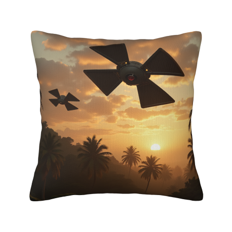 Funda de cojín de peluche con diseño de bosque al atardecer - Okomall