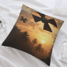 Funda de cojín de peluche con diseño de bosque al atardecer - Okomall