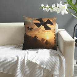 Funda de cojín de peluche con diseño de bosque al atardecer - Okomall