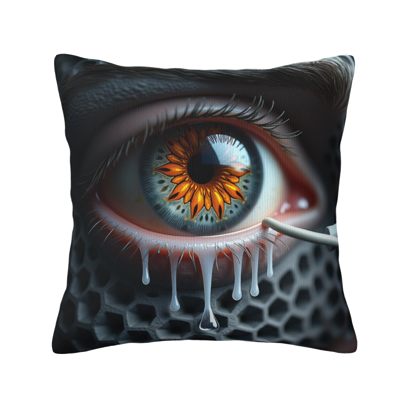 Housse de coussin en peluche avec des yeux terrifiants - OkOmall