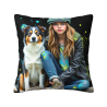 Housse de coussin en peluche avec motif de chiens énergiques - Okomall