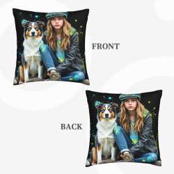 活力犬類圖案毛絨抱枕套 - Okomall