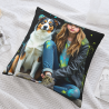 Housse de coussin en peluche avec motif de chiens énergiques - Okomall