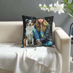 活力犬類圖案毛絨抱枕套 - Okomall