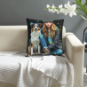 Housse de coussin en peluche avec motif de chiens énergiques - Okomall