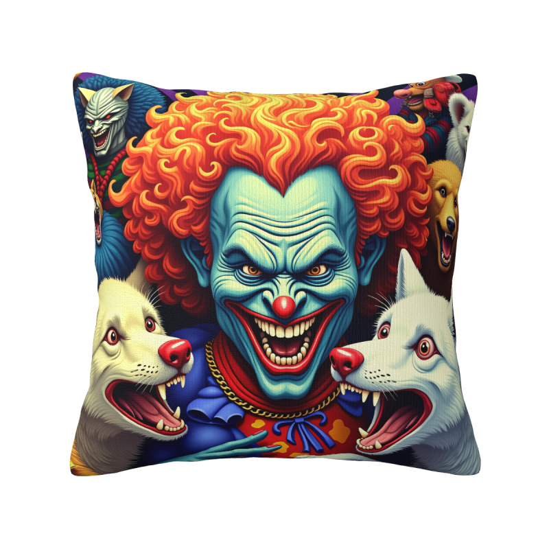 Housse de coussin en peluche à motif de Clown Sauvage - Okomall