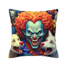 Funda de cojín de felpa con estampado de Payaso Salvaje - Okomall