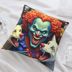 Housse de coussin en peluche à motif de Clown Sauvage - Okomall