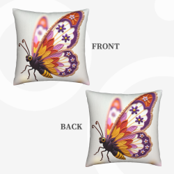 Housse de coussin en peluche sur le thème des papillons - Okomall