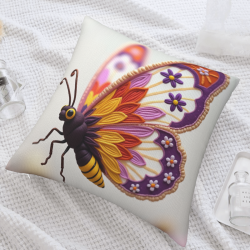 Housse de coussin en peluche sur le thème des papillons - Okomall