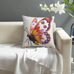 Housse de coussin en peluche sur le thème des papillons - Okomall