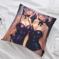 Housse de coussin en peluche à thème de fille mignonne recto-verso - OkkoMall