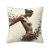 Housse de coussin en peluche avec portrait abstrait de femme - Okomall