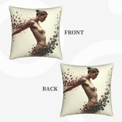 Housse de coussin en peluche avec portrait abstrait de femme - Okomall