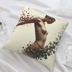 Housse de coussin en peluche avec portrait abstrait de femme - Okomall
