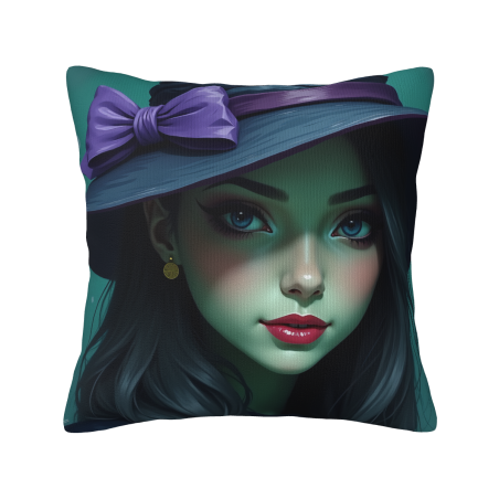 Exquisite Girl Pattern Plush Pillow Cover - OkOmall