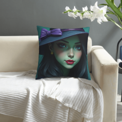 Housse de coussin en peluche à motif de fille mignon - OkOmall