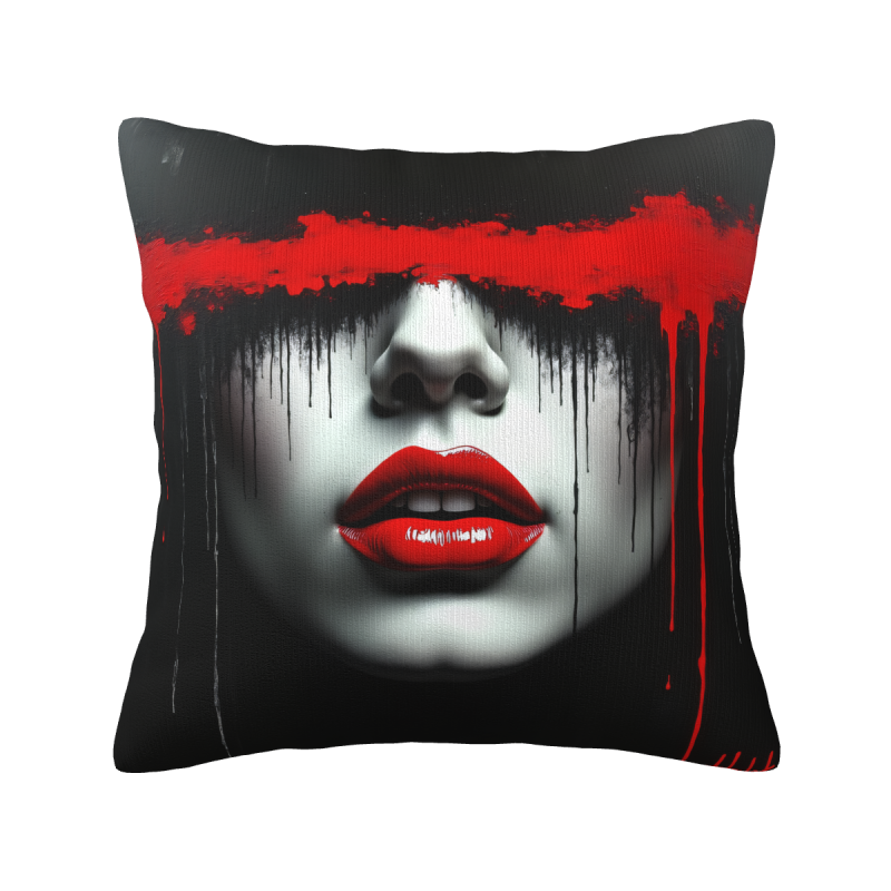 Funda de cojín de felpa con estampado de labios - Okomall