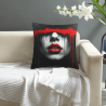 Housse de coussin en peluche à motif de lèvres - Okomall