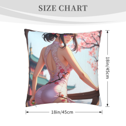 日式少女毛绒抱枕套 - 樱花庭院 | Okamall