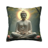 Housse de coussin en peluche avec motif de lotus et de Bouddha zen - Okomall