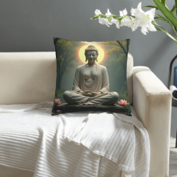 Zen Lotus Buddha Plüschkissenbezug - Okomall