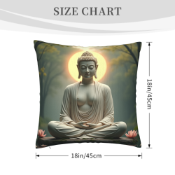 Housse de coussin en peluche avec motif de lotus et de Bouddha zen - Okomall