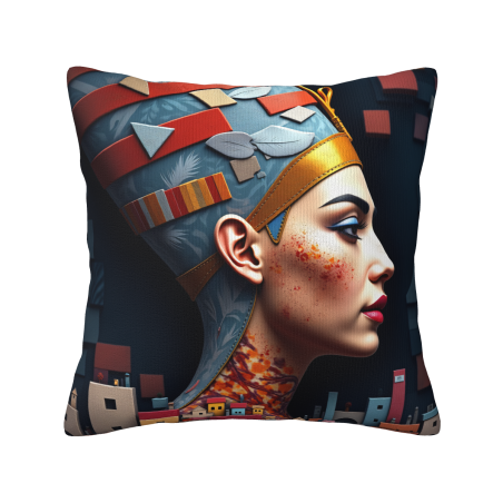 Housse de coussin en peluche avec portrait abstrait de femme - Okomall